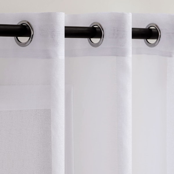 \"QD\" Sæt med 2 gardiner 140x260 cm Hvidt Øjet Voile Halvtransparente Indretningsgardiner til Soveværelse Stue Hjem