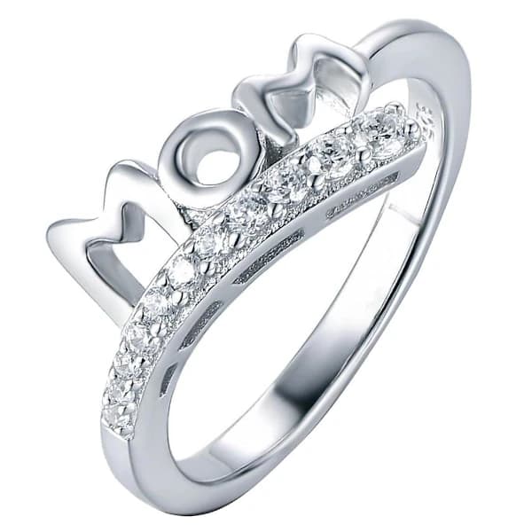 Mode Zircon Indlæg Hul Mor Bogstav Finger Ring Mors Dags gaver US 7