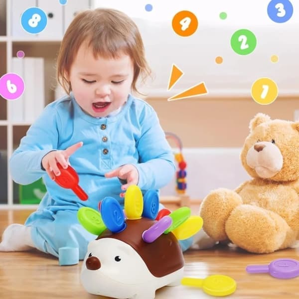 Montessori sensorisk pindsvin legetøj til småbørn - pædagogisk legetøj til finmotorik for alderen 1-4 år