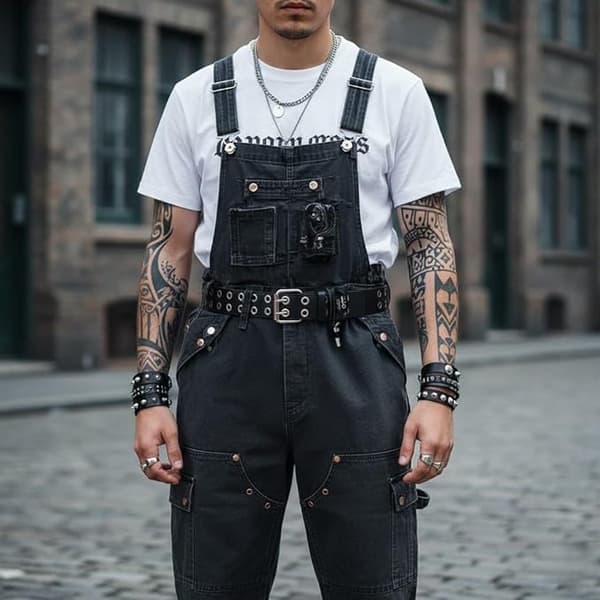 Justerbart PU-øskenbælte, 3,8 cm bredt, punk gotisk tilbehør til kvinder og mænd, Halloween Cosplay, sort, 105 cm