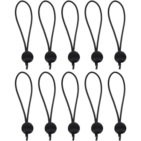 10-Pak - Presenningbeslag - Elastisk Sort