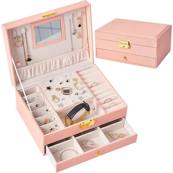 Smyckeskrin Organizer 2 Lager (Rosa)
