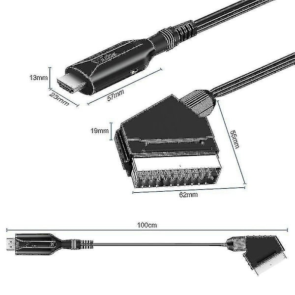 Scart till HDMI-omvandlare Video Audio Adapter för HDTV/DVD/Set-top Box/PS3/PAL/NTSC - Sfygv