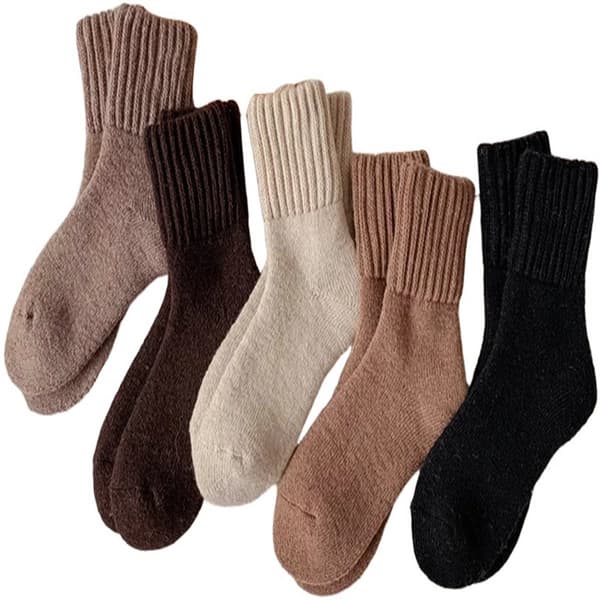5 par fleece knæstrømper, uld, termiske vinterstrømper, ekstra varme