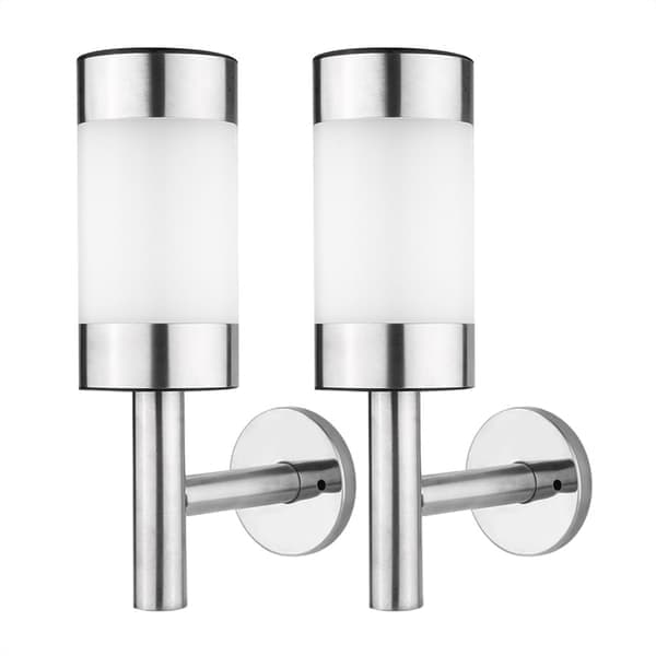 2 st Rostfritt Stål LED Solcellsdriven Vägglampa Utomhus Trädgård Gård Sensor Lampa