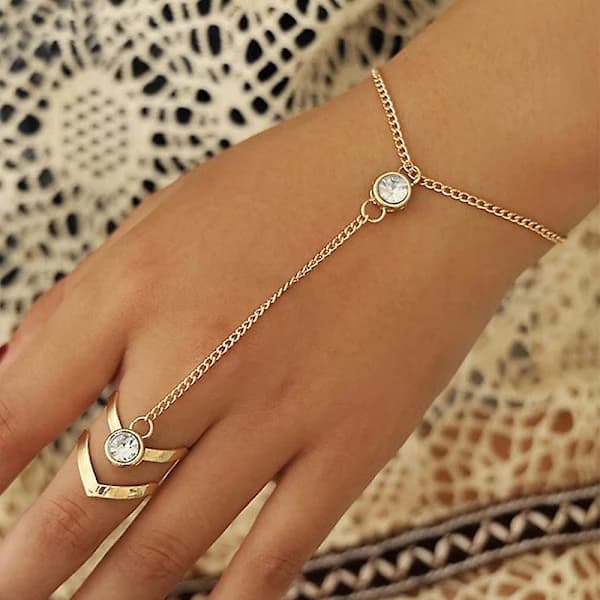 Guld Stor Krystalring Armbånd Til Kvinder Håndledskæde Smykker Håndkæde