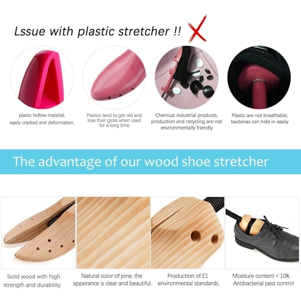 1 Pair of Wooden Shoe Trees, Adjustable Size_QF