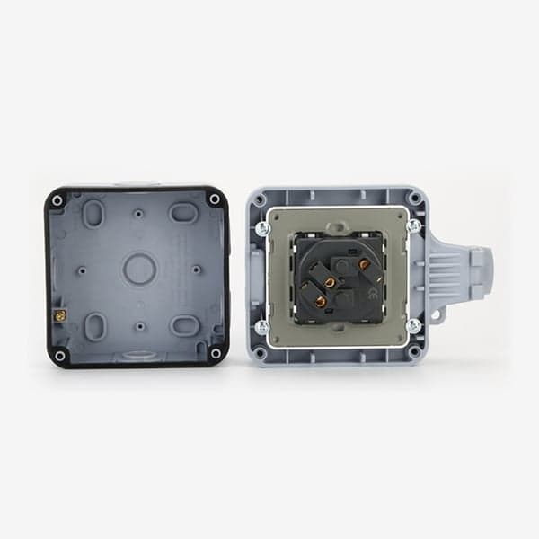 Utomhus Vägguttag med Lock IP66 Eluttag 16A 250V Grå