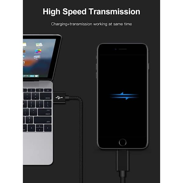 QD-2-pakning USB-C 5A ladekabel 2M