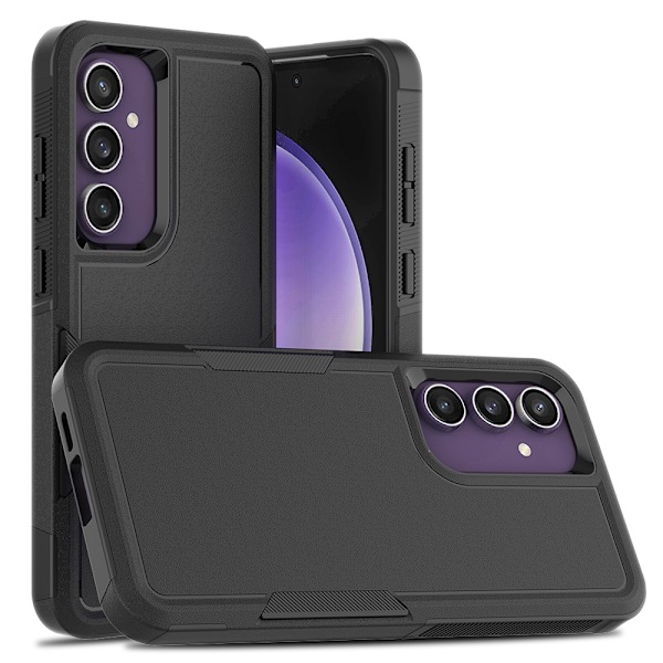 QU/Armor Stöttåligt Skal Dubbla Lager Mobilskal för Samsung Galaxy S24 FE S24 S23 Ultra S22 Plus S21 S20 PC TPU Baksida 01 BLACK For Samsung S23 Plus