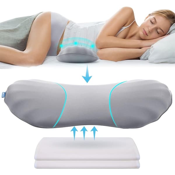 Adjustable Lumbar Pillow for Sleeping Made of Memory Foam, Back Support Pillow for Lower Back Pain Relief, Back Pillow for Sleeping