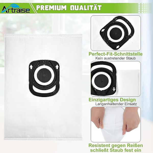 10-pack dammsugarpåsar - för Rowenta Hygiene + Zr200520, för Rowenta Compact Power, (ro64xx Ro63xx Ro68xx Ro39x-Xin