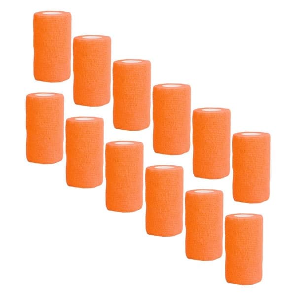 12 kpl Joustoside Naturlatex Elastinen Itsekiinnittyvä Side Lehmille Koirille Hevosille 10cm Oranssi