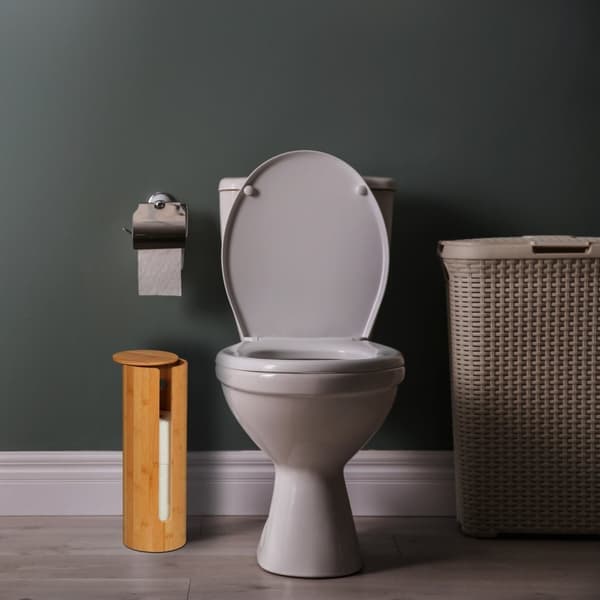 Bambus toalettrullholder for oppbevaring