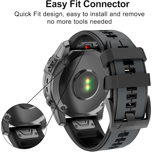 [QD] Armband för Garmin Fenix 7/Fenix 6/Fenix 5/EPIX 2, Quick Fit 22mm Silikonarmband för Approach S60/S62, D2 Delta, Forerunner 935/945