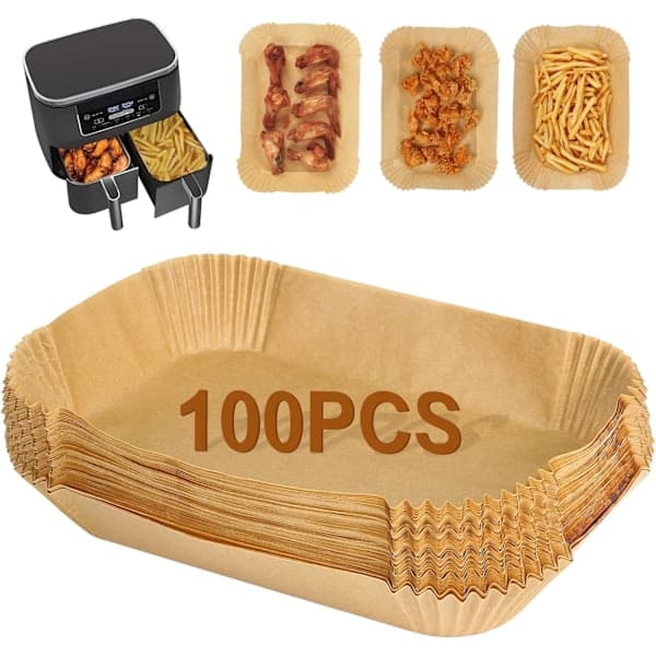 100-pack bakplåtspapper för airfryer, rektangulärt bakplåtspapper_QF