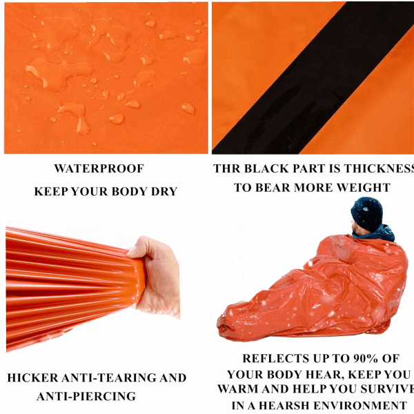 Redningsfolie sovepose til nødsituationer 210×91 cm Orange*QN