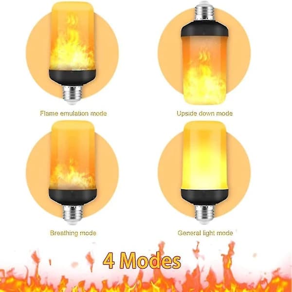 LED-lampe med flammende effekt, 4 moduser med flimring, E26/E27 sokkel, Jul