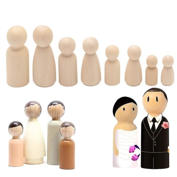 \"QD\" Trefigurer, 50 stk DIY Trefigurer Dukker, Humanoide Dukker Barneleker Mannlige og Kvinnelige Dukkeleker Håndverk Kunst & Håndverk, 4 Størrelser