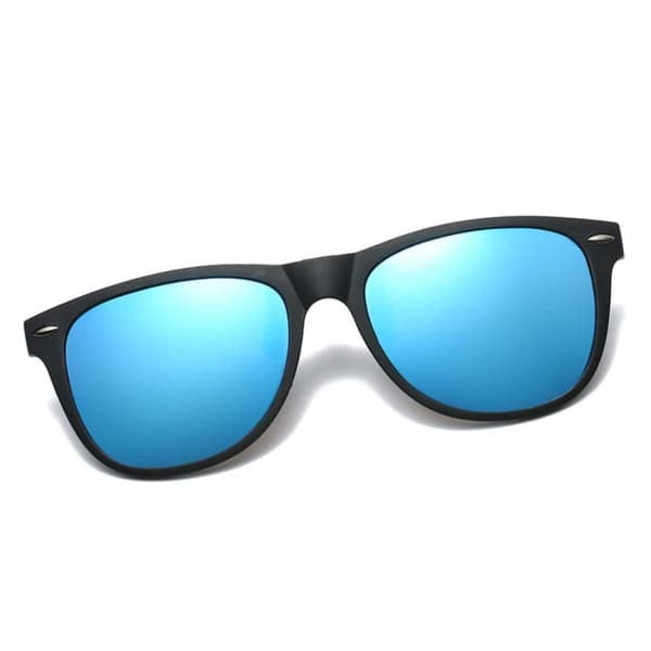 Polariserede Wayfarer Clip On Solbriller Flip Up Blå Spejlglas_qq
