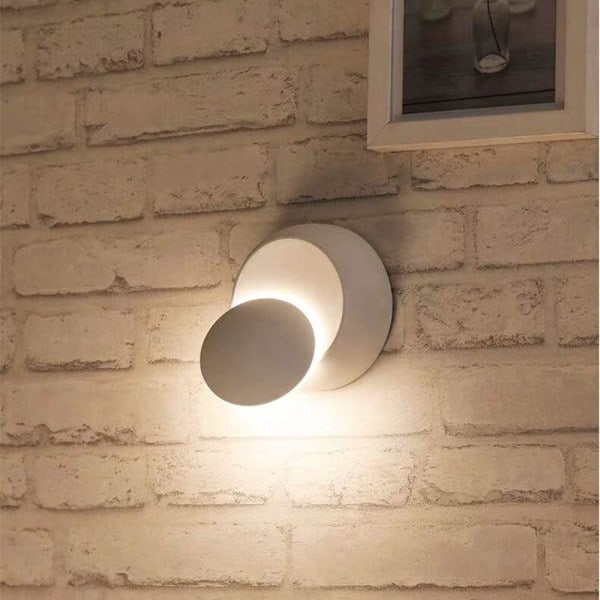 [QD] LED-vägglampa roterbar 350 grader modern inomhusvägglampa justerbar vinkelbelysningsriktning, varmvit (5W, vit)
