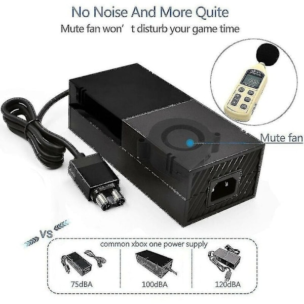 QD-Xbox One Strømforsyning, [oppgradert versjon] Xbox AC-adapter Erstatningslader Strøm for Microsoft Xbox One, spenning 100-240V