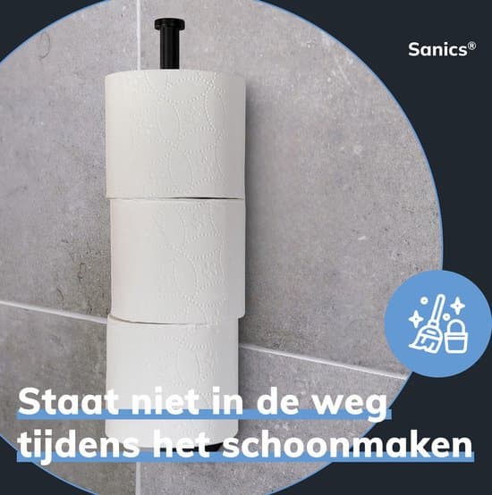 Sanics Toiletpapirholder til vægmontering, rustfrit stål reserverulleholder til 3 ruller, rustfri matsort badeværelsesorganizer