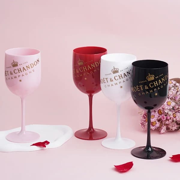 500ml Moët Champagne Glas Plast Akryl Champagneglas Vinglas VIT 4ST
