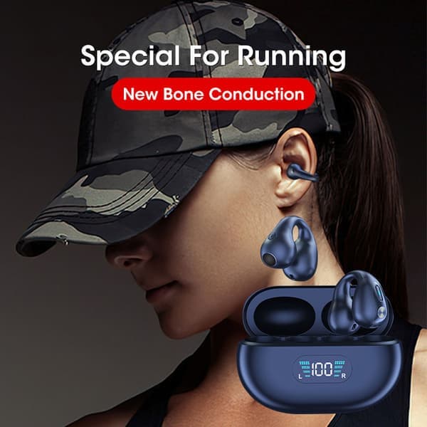Bone Conduction-hovedtelefoner - Trådløse open-ear hovedtelefoner Bluetooth 5.2 Hvid