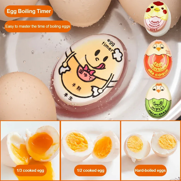 QU.Egg Ajastin Hartsi Keitetty Munankeitin Värin Muuttava Kypsennyslämpötilan Tarkkailija Keittiötyökalu Ympäristöystävällinen Hartsi Punainen Munakello