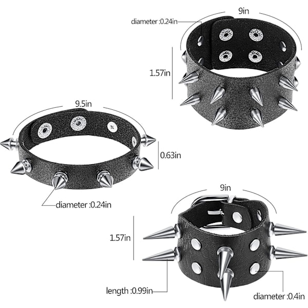[QD] Punk Nitte Armbånd Læder Nitte Armbånd Manchet Til Julepakke Med 6, Børn, Kvinder