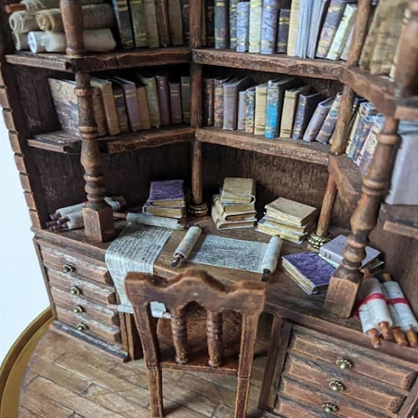 \"QD\" The Bay Library Miniatyrgotiska Bokhylla Dekorationer, Miniatyrbokhyllor Ornament Ångestlindring Skaka Bokhylla Presenter, 100% Ny