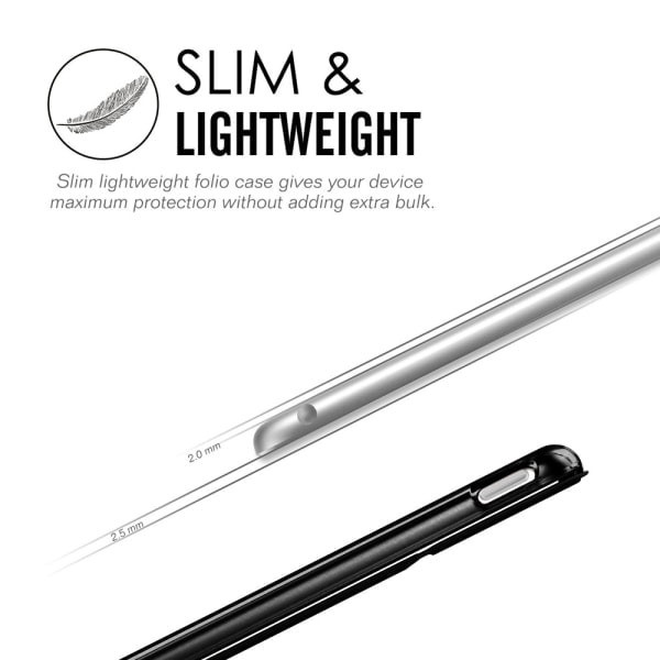 [QD]4 - Slimmat lättvikts smart fodral stativ med genomskinligt matt baksida och automatisk väckning/sömn - Svart