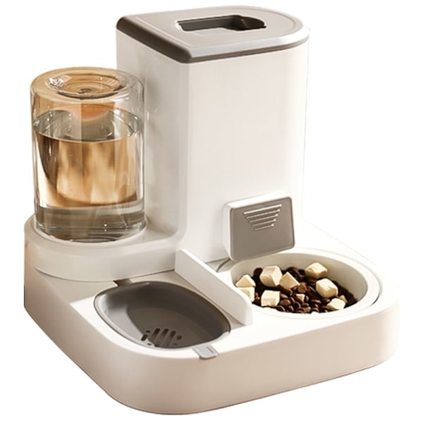 [QD] Automatisk Mat- og Vannbeholder 2 i 1 Automatisk 2,2L Mat Keramisk Beholder 1L Vannbeholder for Hunder Katter Små og Mellomstore Husdyr