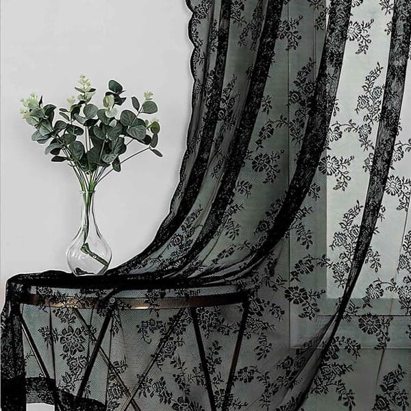 Sorte blondegardiner 2 stk Sort 100 x 200 cm