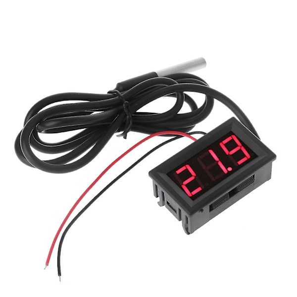 [QD] 0,56\" DS18B20 Digitalt Termometer Vandtæt Temperatursensor Probe DC 12V 24V