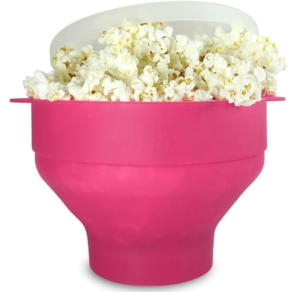 Popcornskål silikone sammenklappelig Rosa