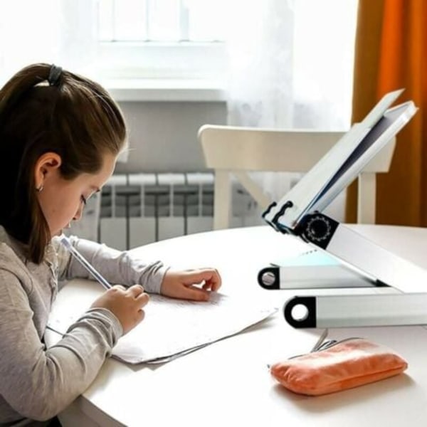 QU/Musta lukuteline, 360 astetta säädettävä korkeus ja kulma, kannettava kokoontaitettava kirjahylly sopii useimmille paperikirjoille, tableteille,