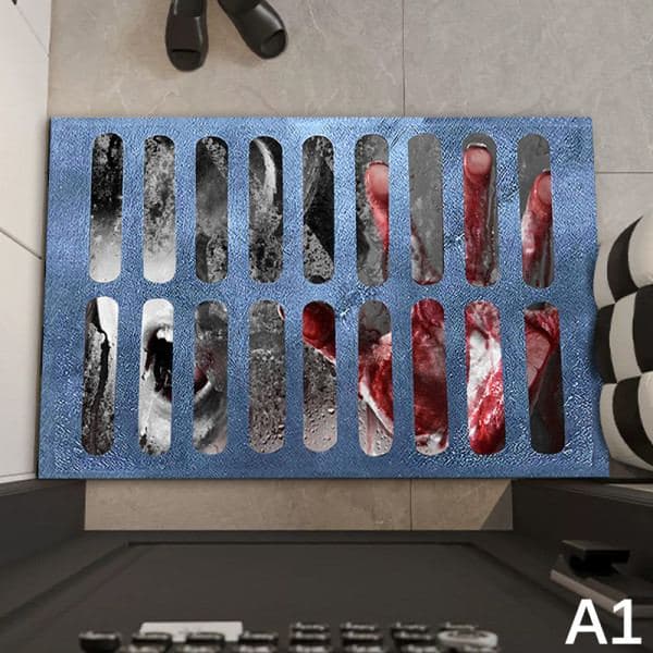 Klovnfælde Horror Badeværelsesmåtte Halloween Måtter 3D Illusion Entré A3 50×80cm
