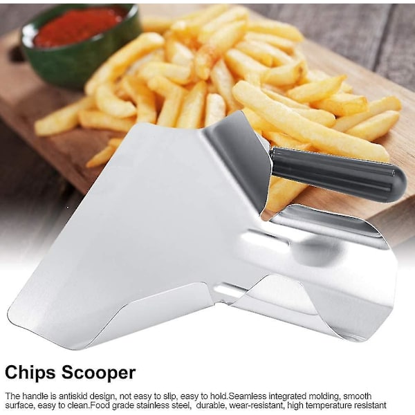 Pommes Frites-Skopa, Tykkere Pommes Frites Holdbar Rustfrit Stål, Pose Skopa