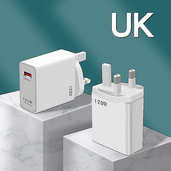 120W Hurtiglader USB-lader Strømadapter for iPhone Xiaomi Samsung