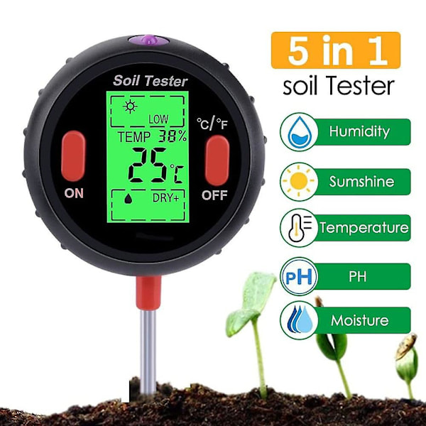 \"QD\" Jordtester Multifunksjon Stor Skjerm Elektronisk Digital Display Jordfuktighet PH Temperatur I