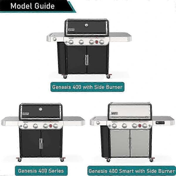 Grillovertræk til Weber Genesis 400-serien, Vandtæt 600D Oxford PVC-foret udendørsbeskyttelse til E 425S E 435, Sort