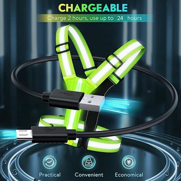 LED-Reflekterande Väst för Löpning, USB-Laddningsbar LED-Ljusväst-FF-