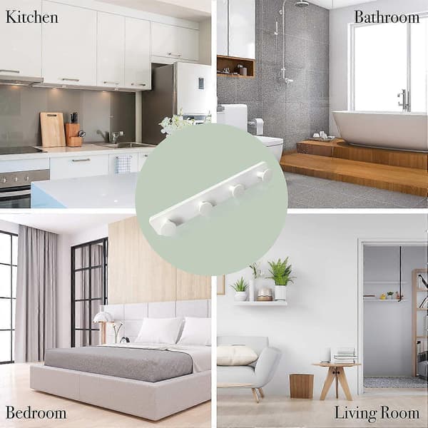 (1-pack) White Wall Mounted Coat Rack with 4 Hooks - Sturdy and Simple - Original Holder for Hallway, Bathroom, Bedroom, Kitchen