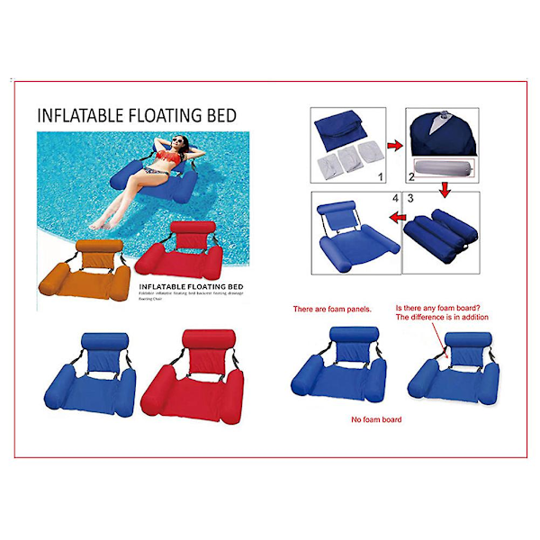 Flytande Poolstol Soffa Pool Lounge Ryggstöd för Inomhuspool_FO Red