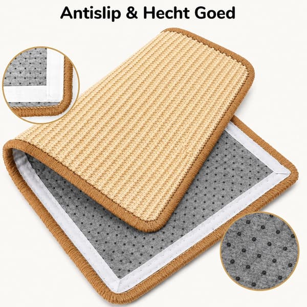 Katteklørematte 2-pakning Naturlig sisal klørematte med sklisikker bakside for møbelbeskyttelse for innekatter 25x50cm