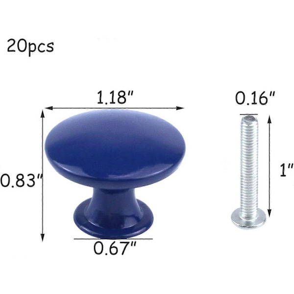 2025 Latest Model 20-Pack 30mm Navy Blue Round Cabinet Knobs Kitchen Cabinet Knobs Dresser Knobs
