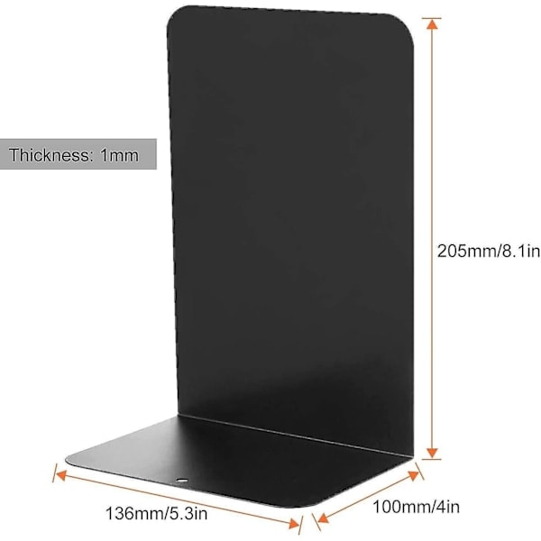 [QD]st Klassiske Bogstøtter 20 cm Sorte Tung Metal