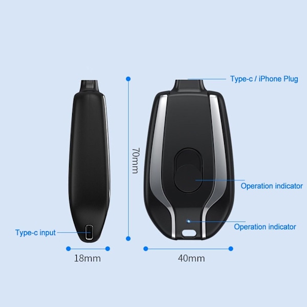 Portabel Powerbank Nödladdare SVART FÖR IPHONE FÖR[qu)